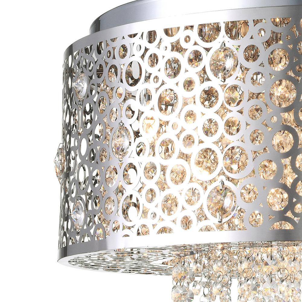 Chrome Mini Drum Shade Pendant Light with Bubble Cut-Outs