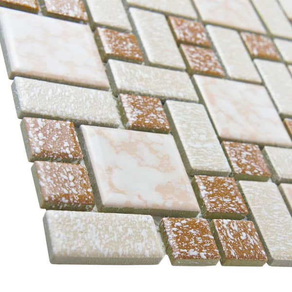University Beige 6 in. x 6 in. Porcelain Mosaic Take Home Tile Sample
