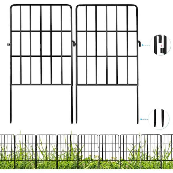 Unbranded Decorative Garden Fence 24-Pack 24 ft. L x 24 in. H Black Square Rustproof Metal Fence