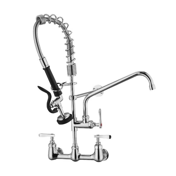25 in. H. 360° Spout Swivel 2-Handle Pull Down Sprayer Kitchen Faucet with Corrosion Resistant in Chrome
