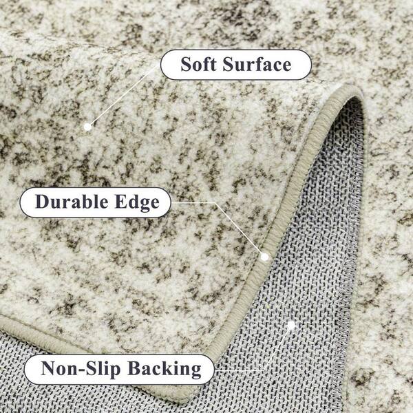 HaiiMeid Lambert 6 ft. X 9 ft. Taupe Vintage Washable Medallion