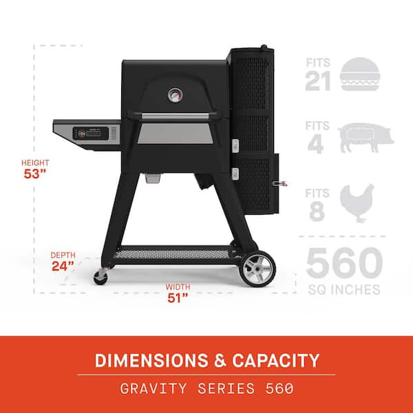 Masterbuilt - Gravity Series 560 Digital WiFi Charcoal Grill and Smoker in Black