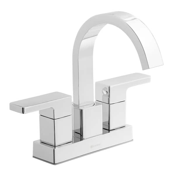 Glacier Bay Marx 4 in. Centerset Double-Handle High-Arc Bathroom Faucet in Polished Chrome