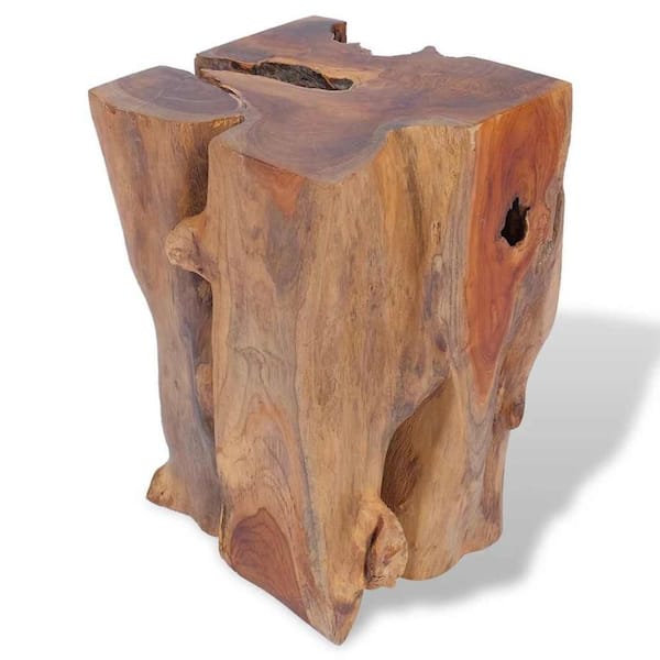 Georgy Brown Wood Outdoor Square Garden Stool with Oiled Finish