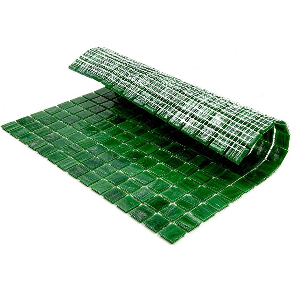 Kelly Green 12" x 12" Glossy Glass Mosaic Tile