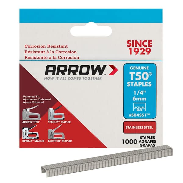 4 x 1250 Pack 5000 1/4in Arrow T50 Staples 6mm 