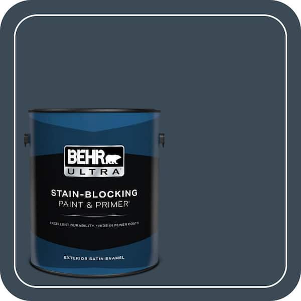 BEHR ULTRA 1 gal. #BXC-26 New Navy Blue Satin Enamel Exterior Paint & Primer