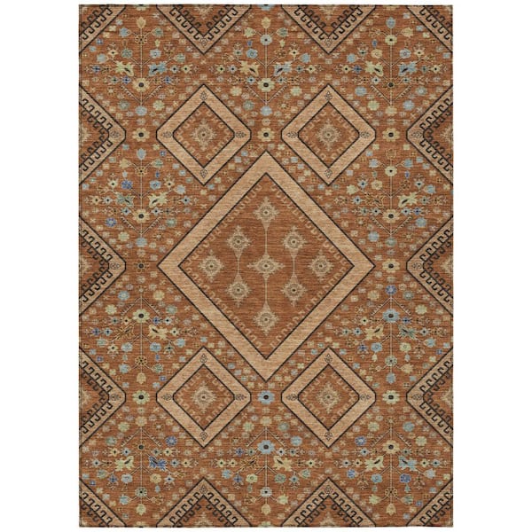Chantille Machine Washable Indoor/Outdoor Abstract ACN2459 Paprika 8 ft. x 10 ft. Area Rug