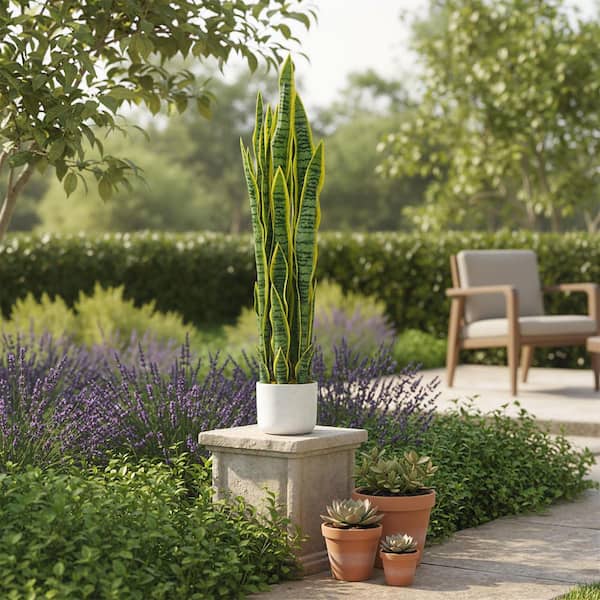 Gravee 3 ft. Tall Fake Snake Plant in Pot, Large Potted Artificial Sansevieria Mother in Law Tongue Plant No Assembly Required