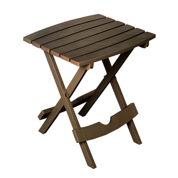 Adams Quik-Fold 20 in. Resin Brown Square Patio Side Table