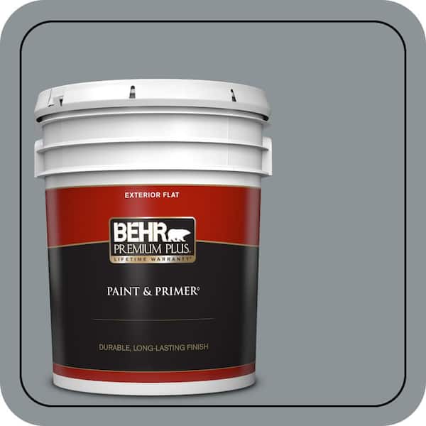 BEHR PREMIUM PLUS 5 gal. Home Decorators Collection #HDC-NT-27 Millennium Silver Flat Exterior Paint & Primer