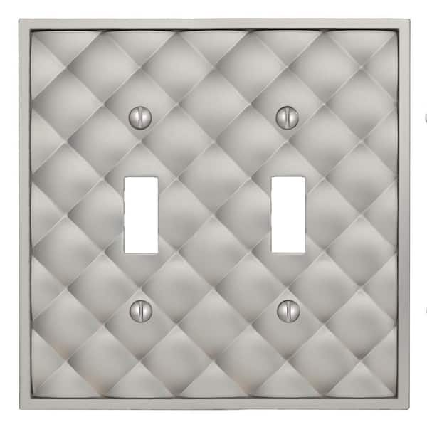 Hampton Bay Hancock Satin Nickel 2-Gang Toggle Wall Plate