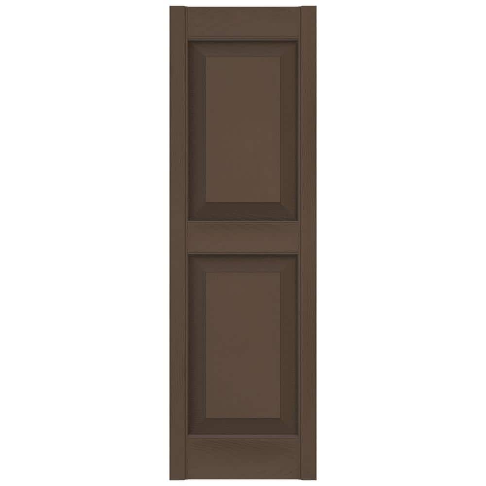 French Roast Vinyl Raised Panel Decorative Shutters, 12" x 59"