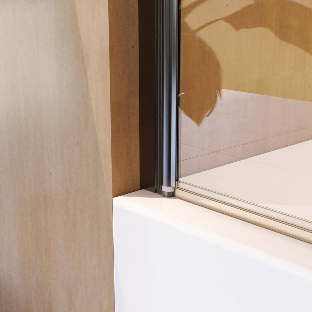 31"W x 55"H Frameless Matte Black Pivot Tub Door