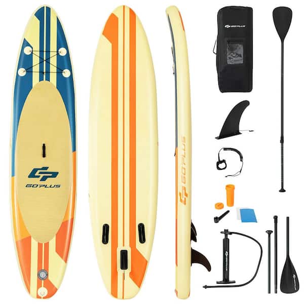 Costway 11 ft. Inflatable Stand Up Paddle Board Surfboard with Bag Aluminum Paddle Pump