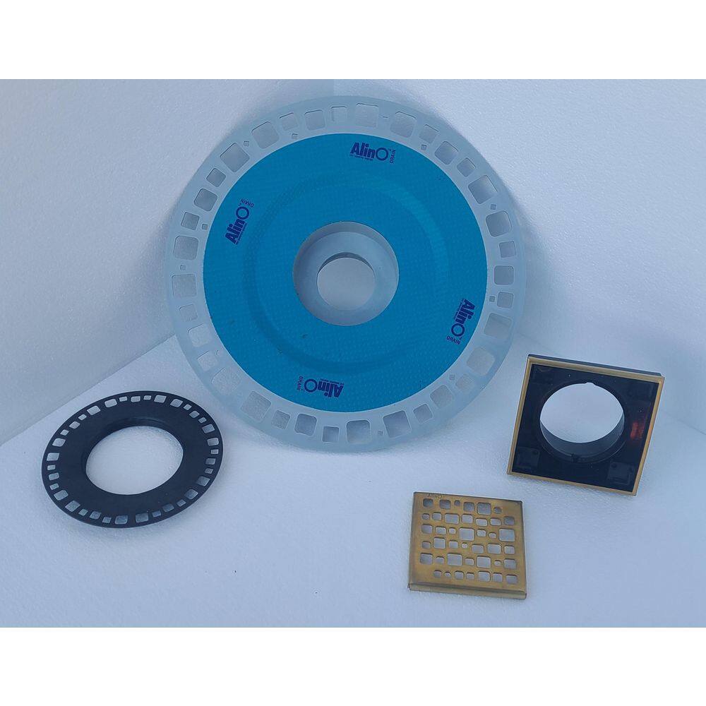 PVC Shower Drain kit 4 in. L x 4 in. W x 0.40 in H Matte Gold (Stainless Steel Grate/Tile insert) for Alcove Shower price history on PriceWatchPro