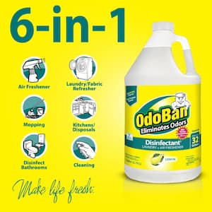 1 Gal. Lemon Disinfectant and Odor Eliminator, Fabric Freshener, Mold Control, Multi-Purpose Cleaner 4 Pack
