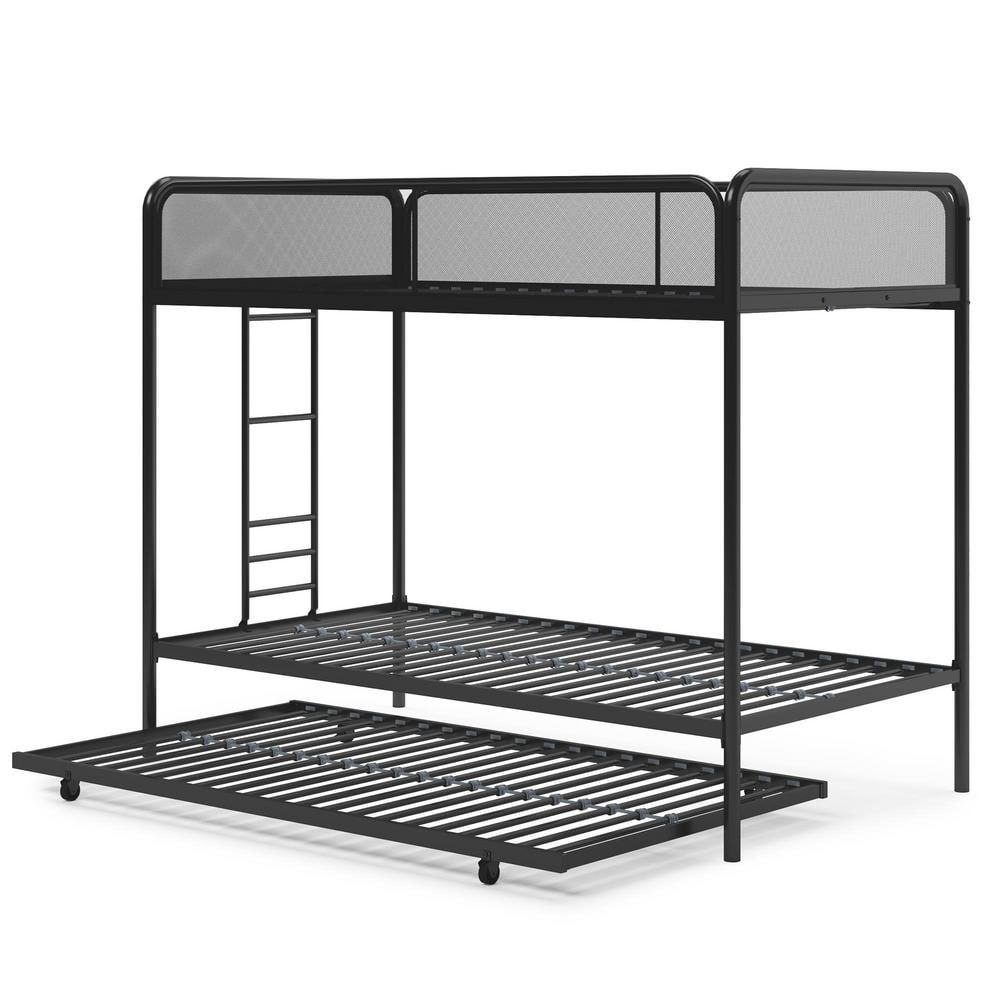 Ellie White Metal Triple Twin Bunk Bed