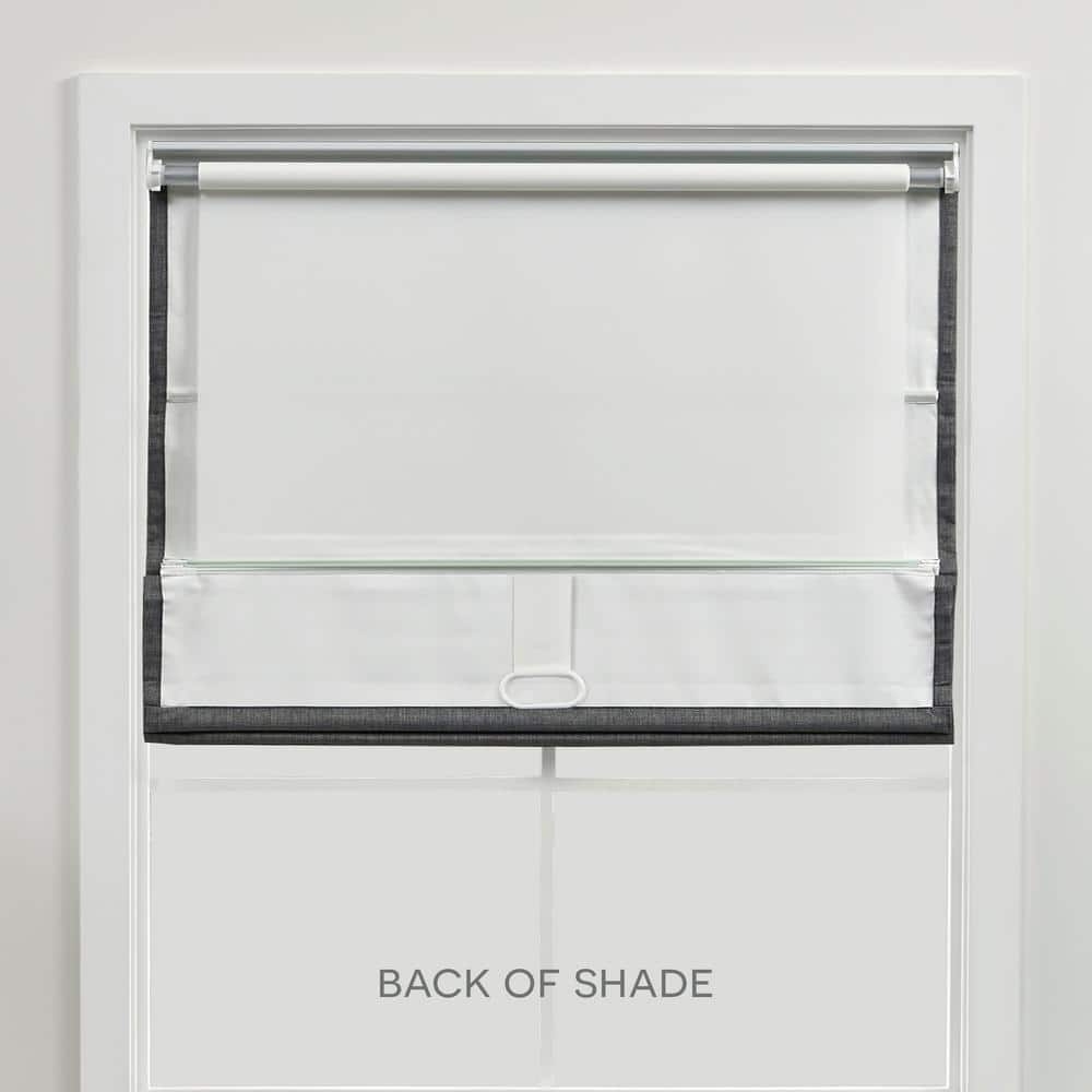 White and Gray Cordless Blackout Roman Shade