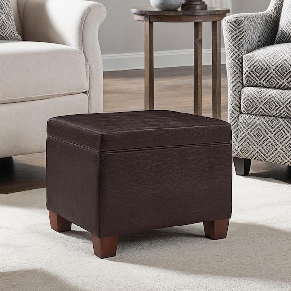 Designs4Comfort Madison Espresso Faux Leather Upholstery Storage Ottoman