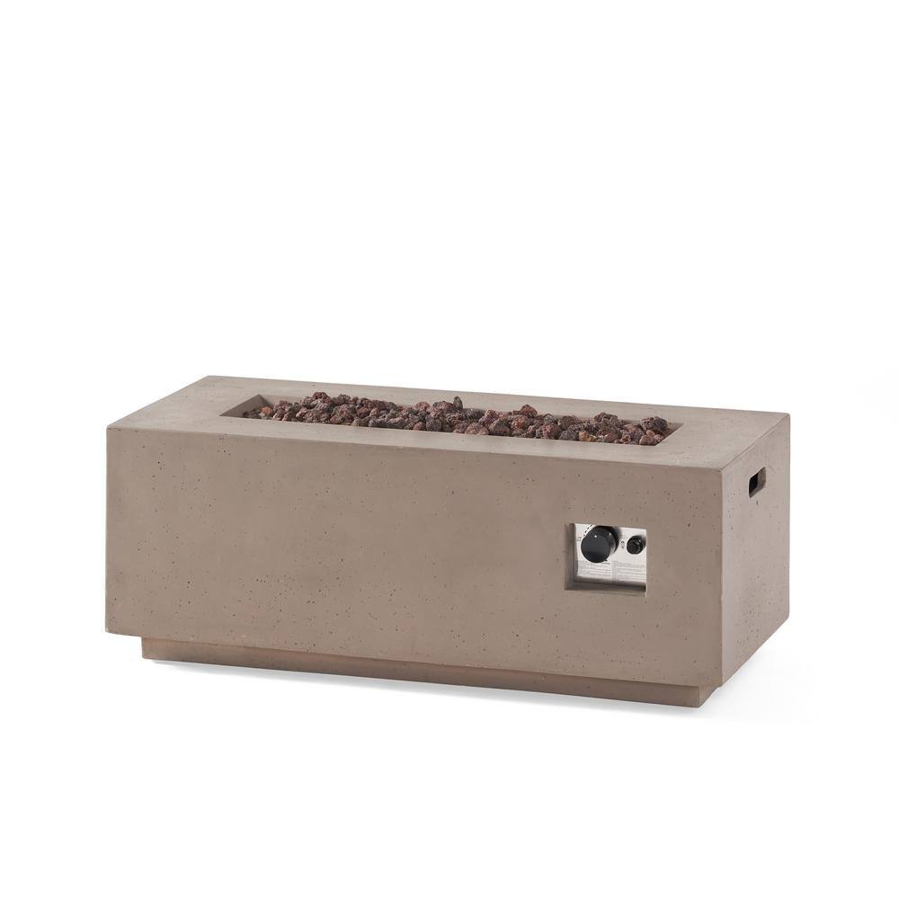 40 in. Light Grey Rectangular Concrete Propane Fire Pit - 40,000 BTU