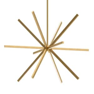 Sirius 67-Watt 56 in. 12-Light Integrated LED Brushed Gold Chandelier