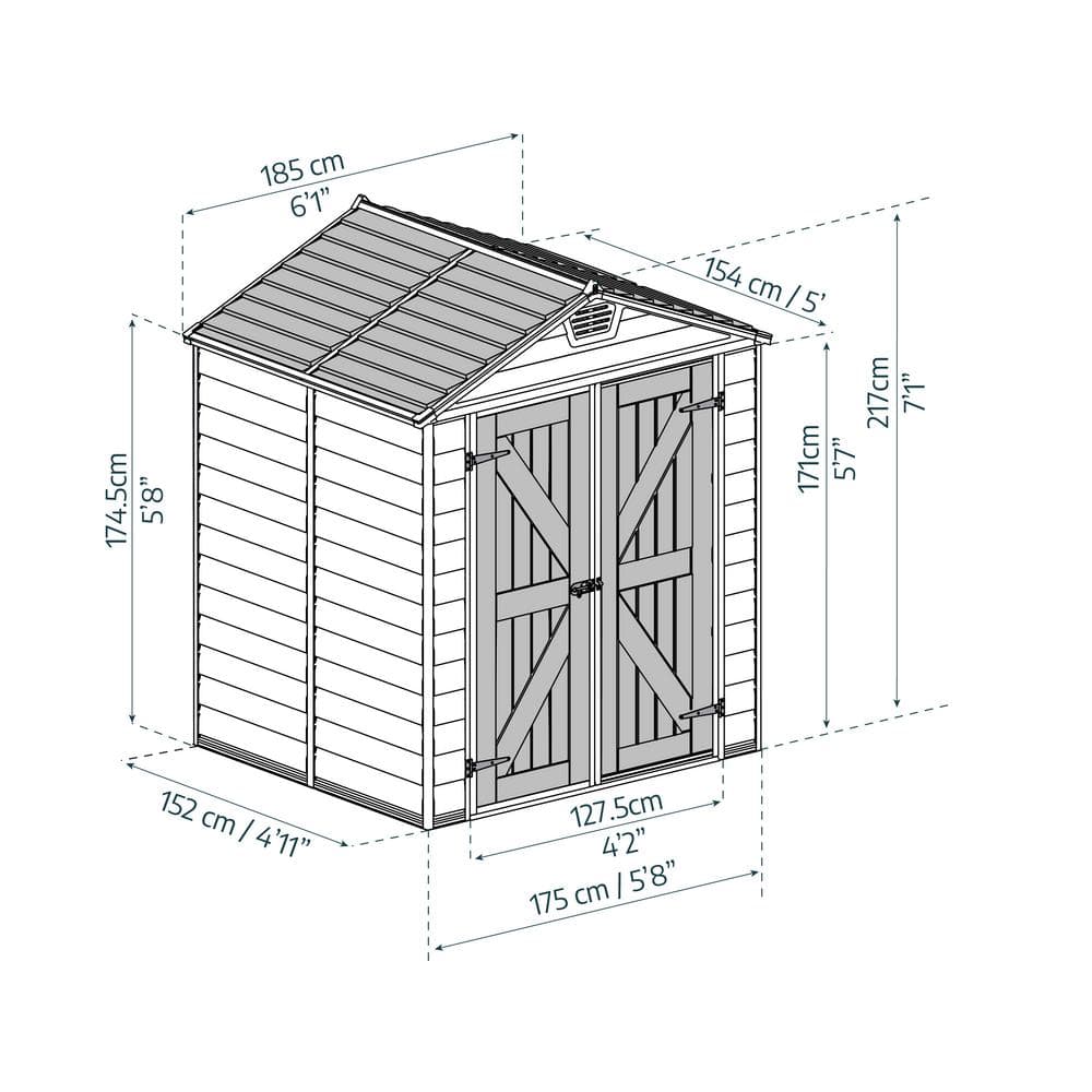 Tan and Brown Polycarbonate Aluminum Outdoor Storage Shed