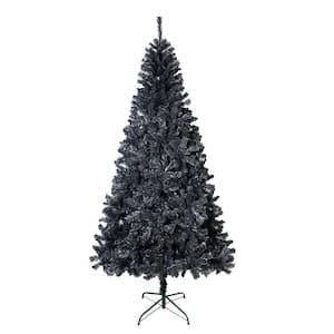 7.5 ft. Black Unlit Artificial Christmas Tree with Foldable Metal Stand and 1500 Branch Tips