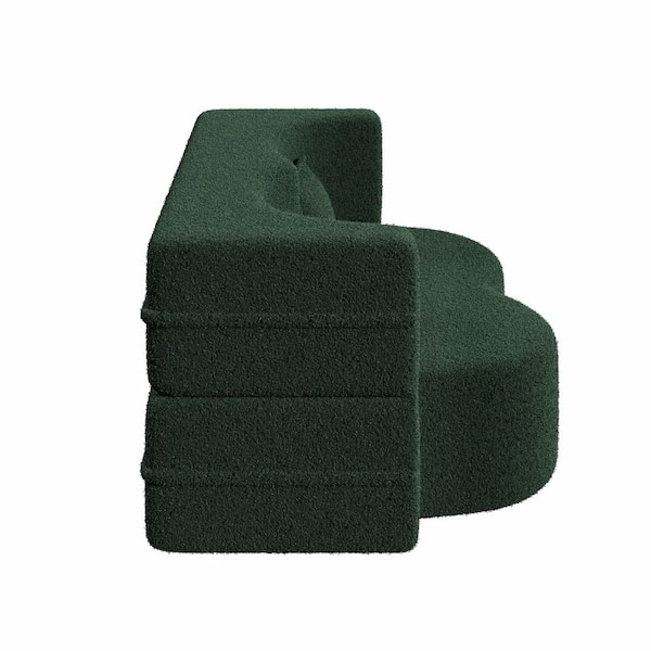 Nestfair 78 in. W Green Teddy Fabric Full Size Convertible Sofa Bed, Compressed and No Assembly Required