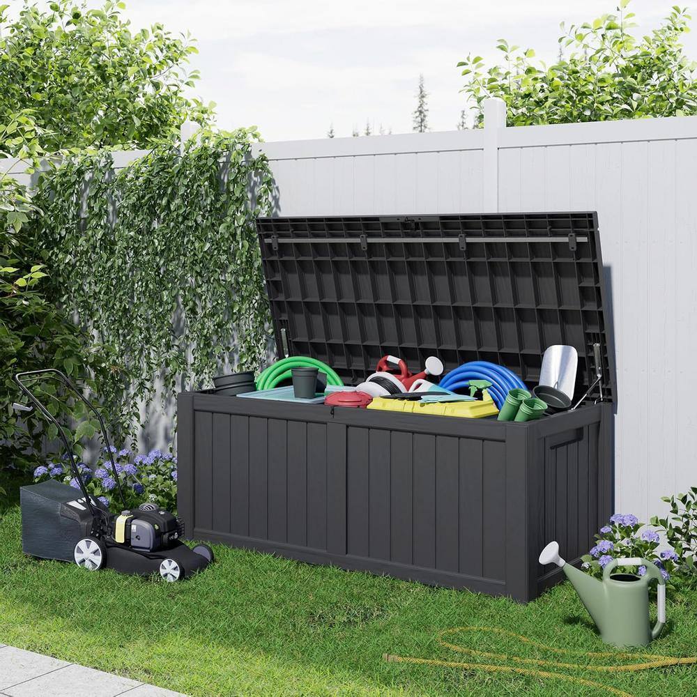 Black 120 Gallon Lockable Resin Outdoor Deck Box