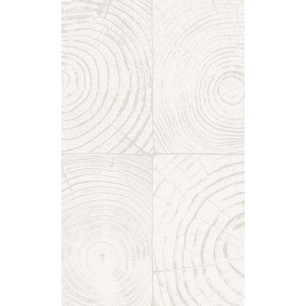Walls Republic Ivory White Cross-Sections Tree Trunks Print Non Woven Non-Pasted Textured Wallpaper 57 sq. ft.