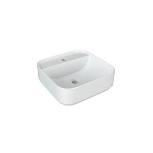 16.5 in. Ceramic Square Vessel Bathroom Sink in White
