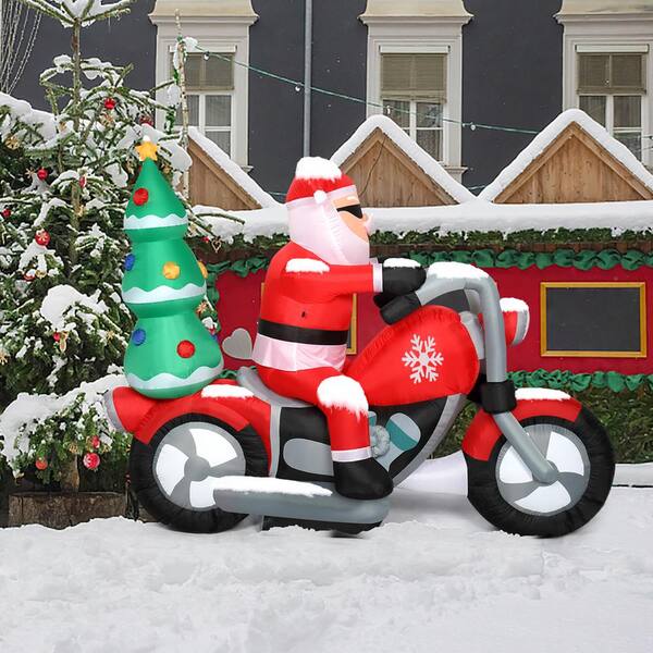Karl home 5.9 ft. x 7.5 ft. Santa Claus Rides Motorcycle