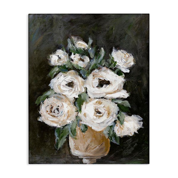 Stupell Industries Roses on Black Still Life by Amanda Hilburn Unframed Nature Graphic Art Print 30 in. x 24 in.