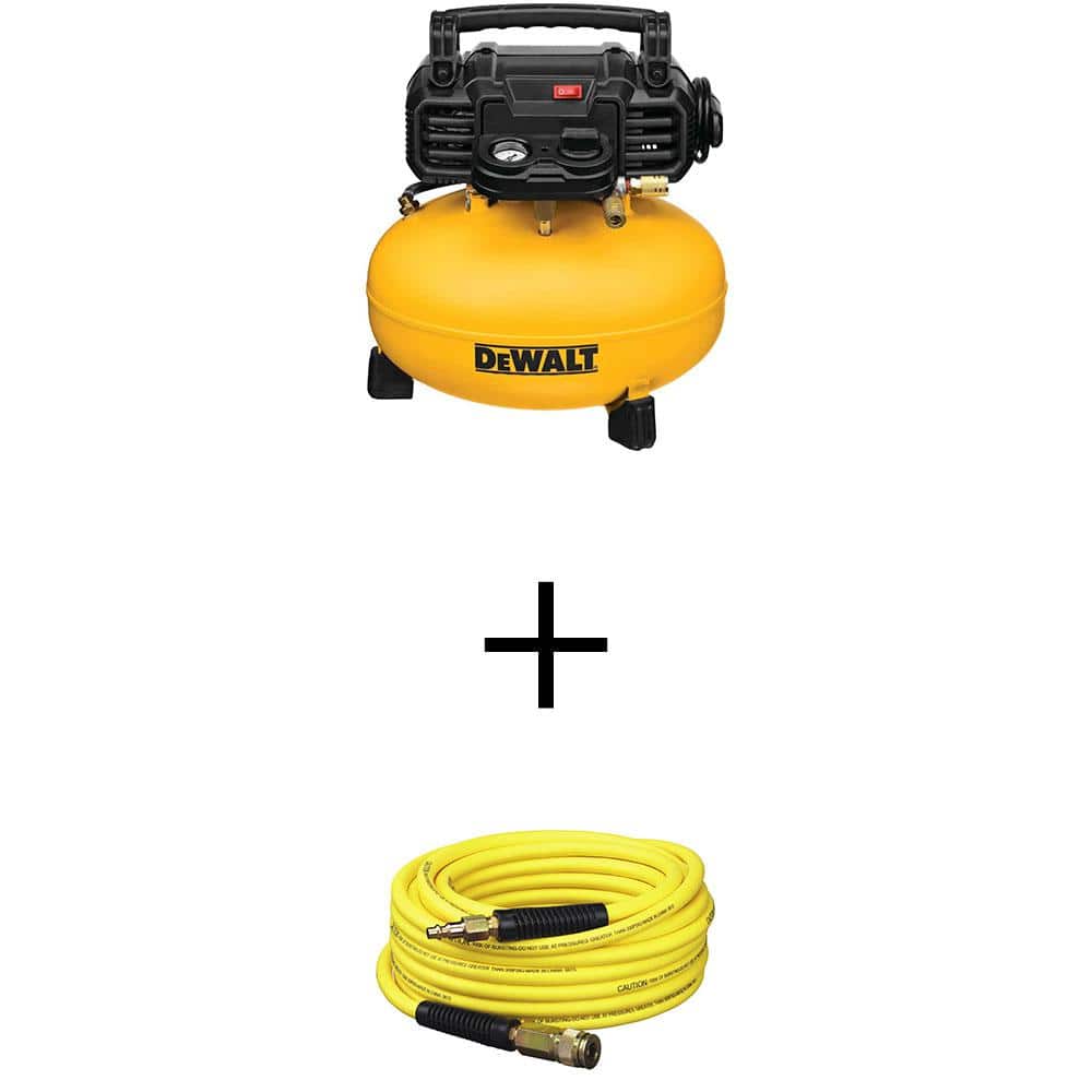 DEWALT 6 Gal. 165 PSI Electric Pancake Air Compressor with 50 ft. x 1/4 in. Air Hose