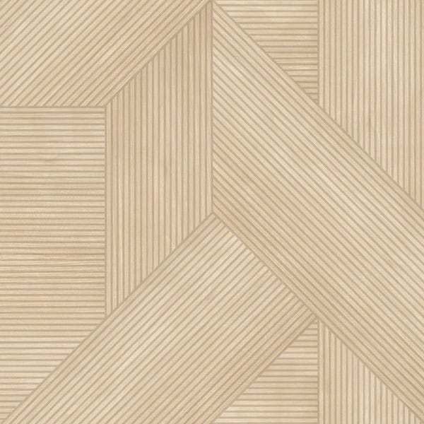 Sculpted Chevron Wood Panels Beige Wallpaper Sample