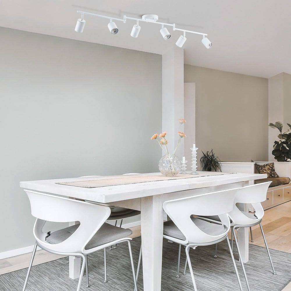 Matte White 4 ft. 6-Light Adjustable Track Lighting Fixture