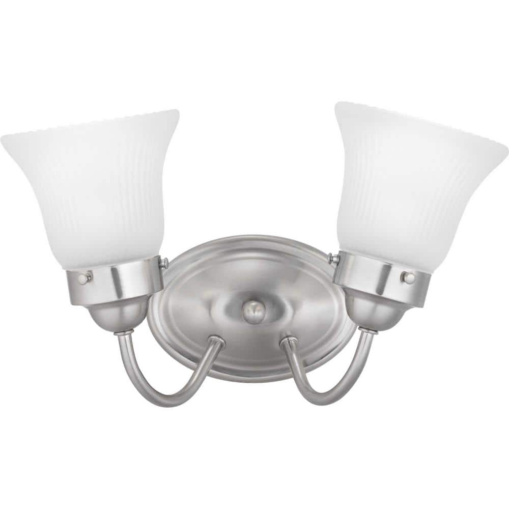 Fluted Glass Collection 2-Light Brushed Nickel Etched Fluted Glass Traditional Bath Vanity Light price history on PriceWatchPro