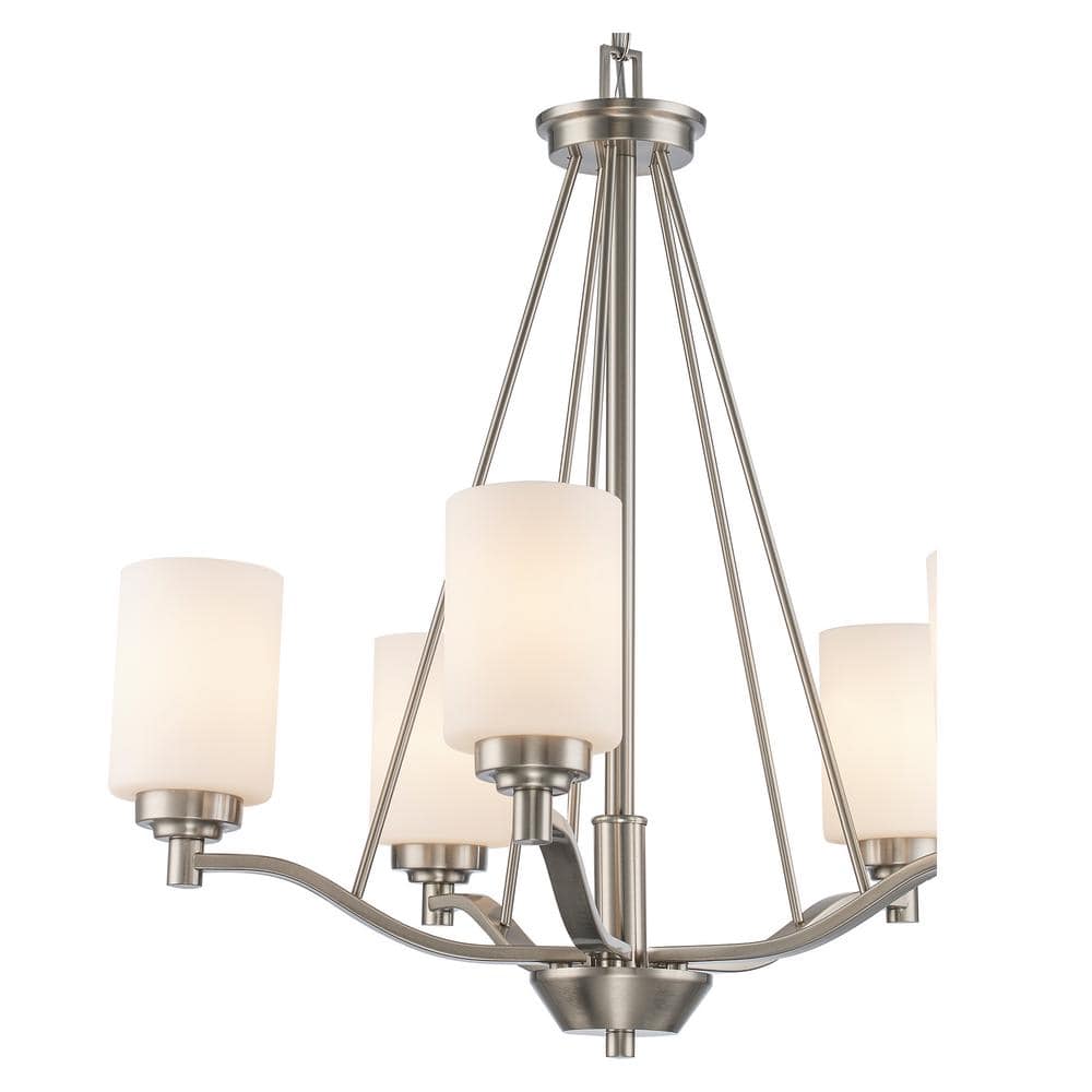 Mod Pod 25" Brushed Nickel Transitional 5-Light Chandelier