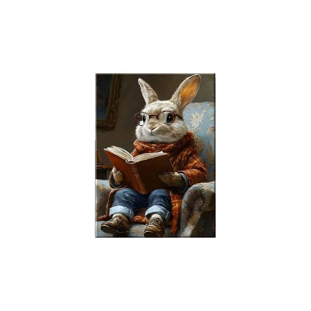 Whimsical Anthropomorphic Rabbit in Glasses and Plaid Scarf