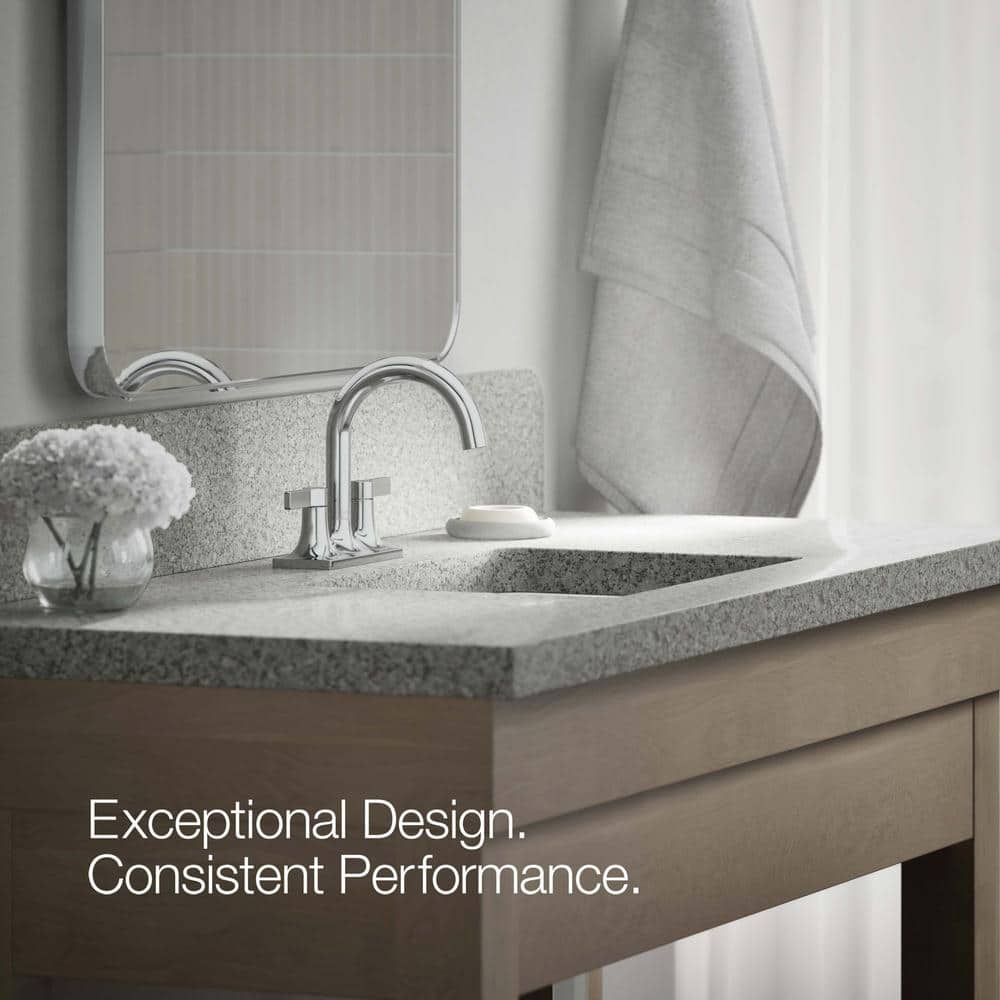 Polished Chrome Brass Centerset Bathroom Faucet with Lever Handles