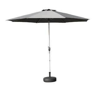 9 ft. Market Patio Umbrella Outdoor Umbrella with Push Button Tilt, Crank, 8 Sturdy Ribs in Gray