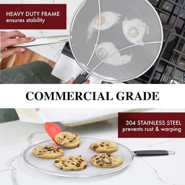 15 in. Stainless Steel Splatter Screen with Grease Splatter Guard for Sizzling, Cooking Fried Chicken Popcorn (1-Pack)
