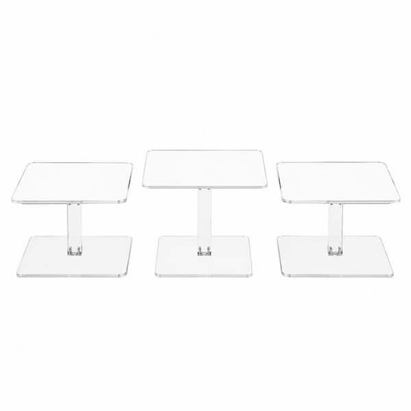 3 Piece 1-Tier Clear Acrylic Cupcake Stand Square Dessert Display Set for Weddings and Celebrations