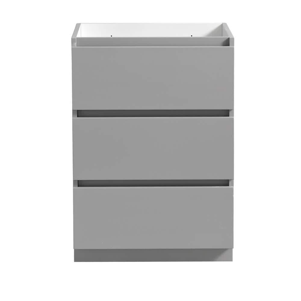 Gray 24" Solid Wood Freestanding Bathroom Vanity Cabinet