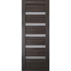 Leora 18 in. x 80 in. No Bore 5-Lite Solid Core Frosted Glass Gray Oak Finished Wood Composite Interior Door Slab