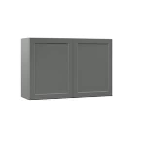 Designer Series Melvern Storm Gray Shaker Assembled Wall Bridge Kitchen Cabinet (36 in. x 24 in. x 12 in.)