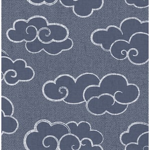 Skylark Navy Cloud Paper Strippable Roll (Covers 56.4 sq. ft.)