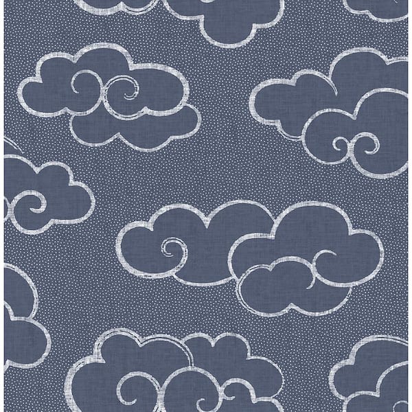 A-Street Prints Skylark Navy Cloud Paper Strippable Roll (Covers 56.4 sq. ft.)