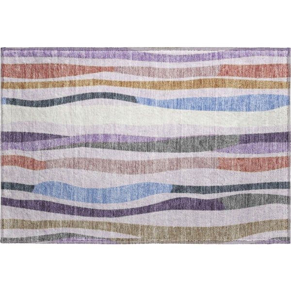 Mayfield Premium Machine Washable Abstract AMF2188 Lavender 2 ft. x 3 ft. Accent Rug